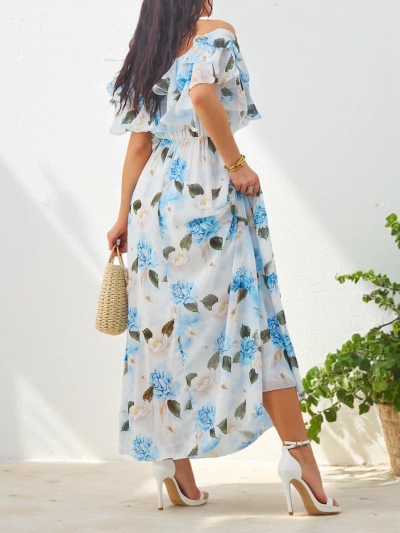 Royalfashion Women's off-the-shoulder dress with short sleeves in various flowers