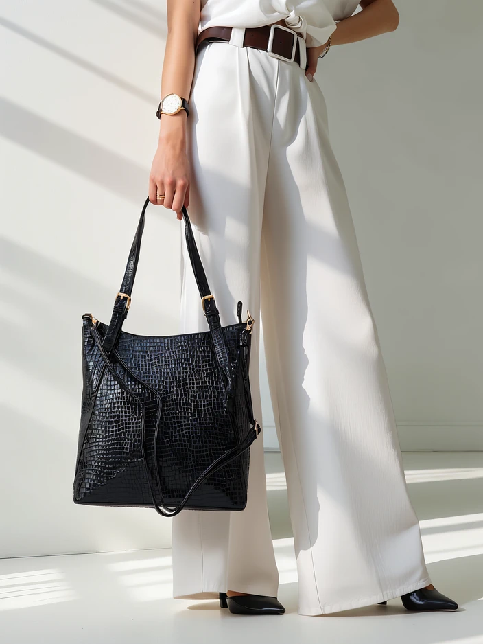Royalfashion Women's large patent handbag with embossing