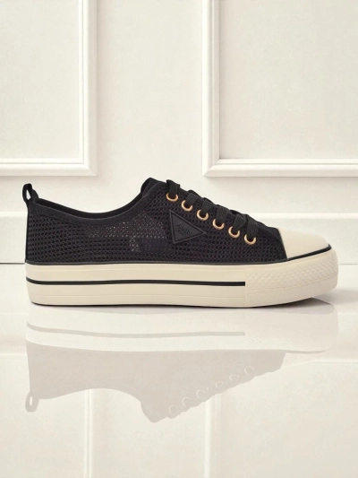 Melania Nero – women's mesh fabric sneakers on a 3cm flat sole