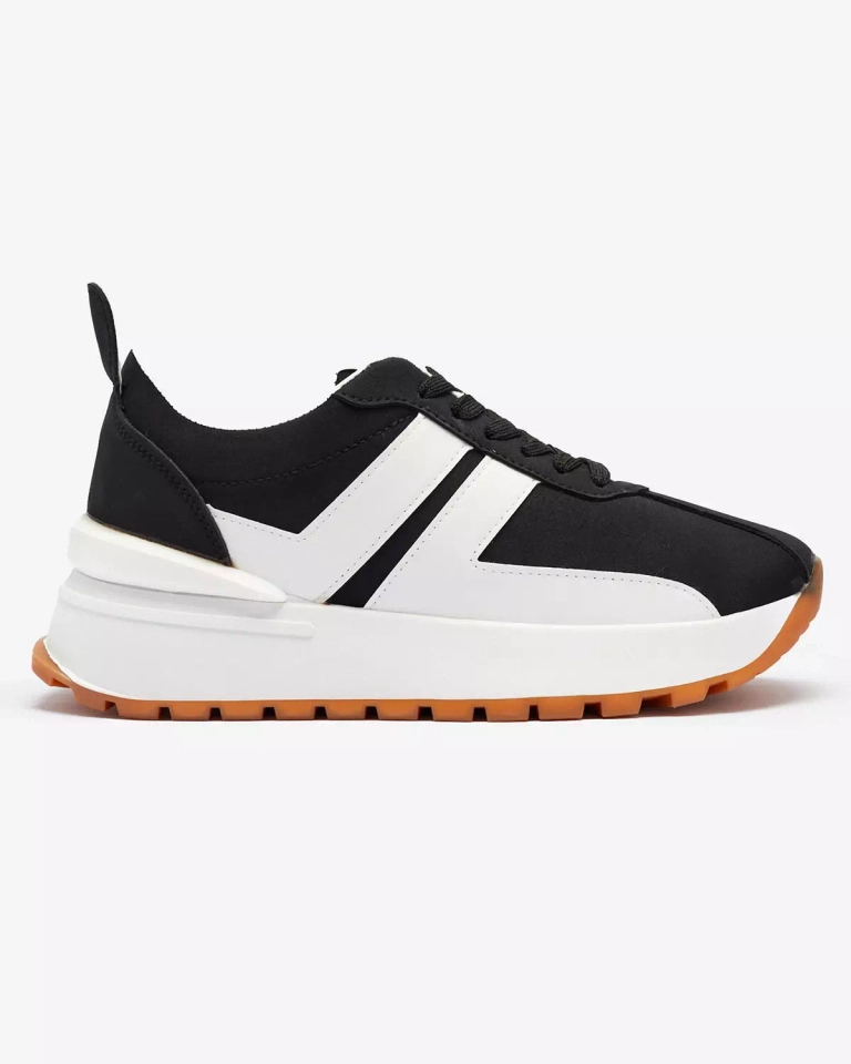 Öko-nahast naiste mustad spordijalatsid värviliste sisestustega Tifora- Jalatsid