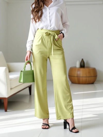 Royalfashion Широкие женские брюки с поясом