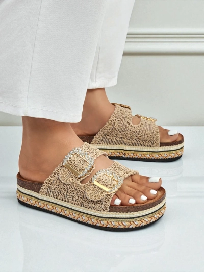 Royalfashion Женские сандалии с пряжками из страз GlamCork