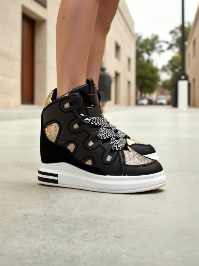 Royalfashion High sports shoes for women with a hidden wedge Oblaffi