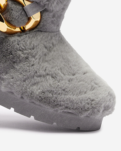 Grey women's snow boots with fur Sattopa- Footwear