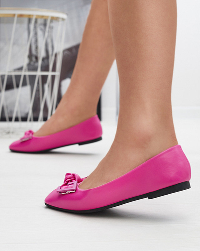 Women's pink ballerinas with decoration on the nose Caxien- Footwear