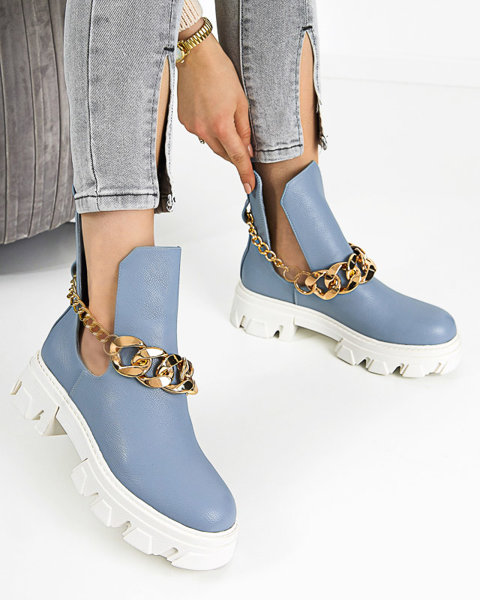 Blue women's boots with chain Tenkay - Footwear
