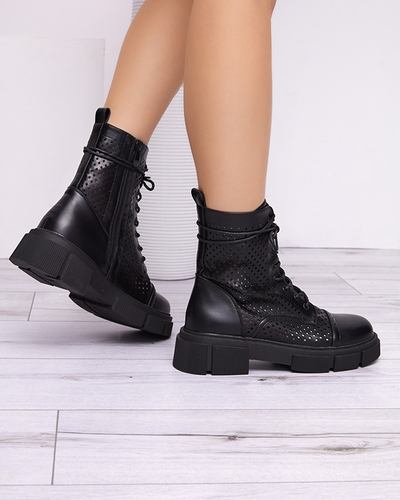 Naiste mustad ažuursed poolsaapad lamedate kontsadega Rolika - Jalatsid