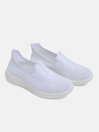 Women's white Callista slip-ons made of breathable fabric with a flat heel