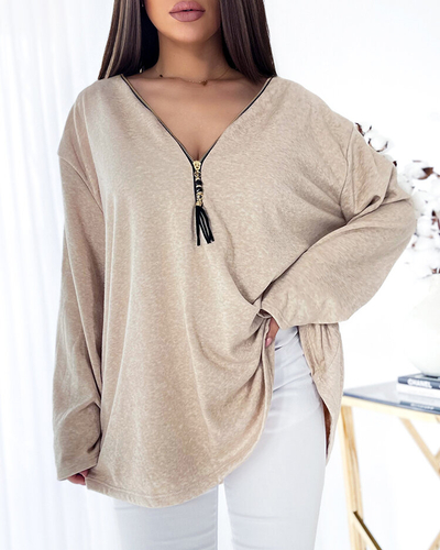 Royalfashion Naiste oversize pluus beežis