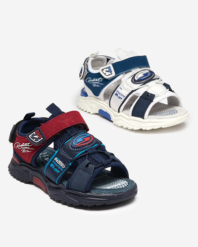 Valged ja tumesinised poiste sandaalid Velcro Roser-Footwear'iga