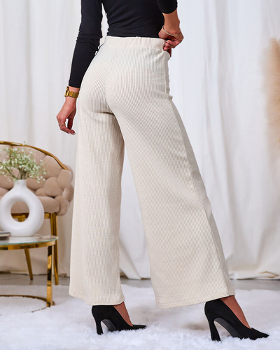 Royalfashion Cream women's wide ribbed pants