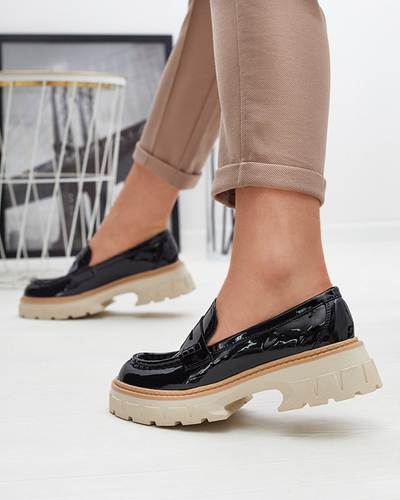 Черные лакированные мокасины для женщин Mewira - Обувь