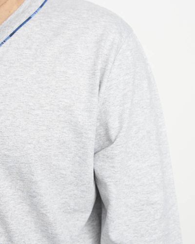 Grey men's button-down pajamas- Clothing