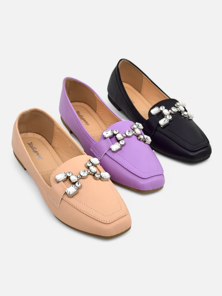 Royalfashion Women's loafers with rhinestones Lecilla