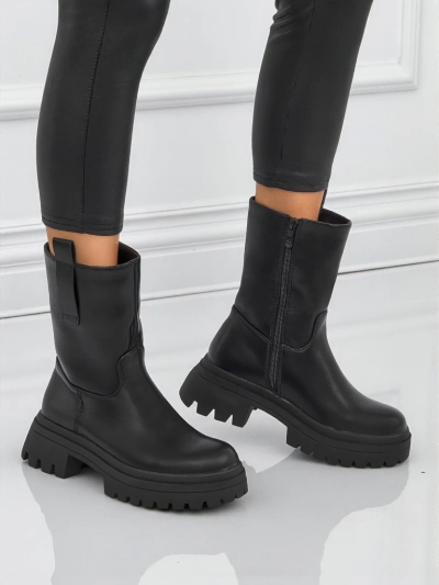 Women's High Eco-Leather Ankle Boots Scarlet Mist