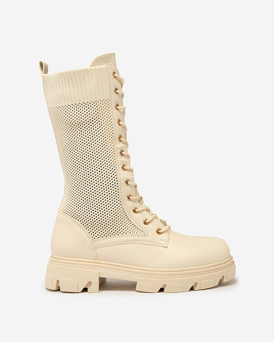 Royalfashion Naiste kreemjas aplastikust pitssaapad Buhomias