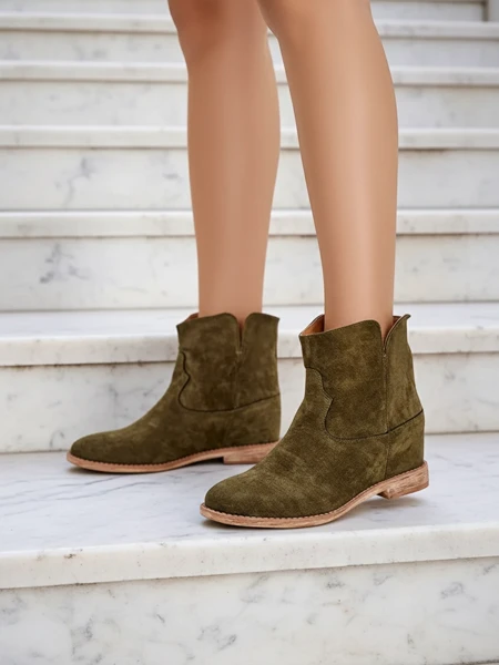 Royalfashion Cowboy-style ankle boots on a covered wedge Blueston