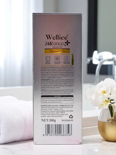 Professionaalne juuksešampoon keratiiniga 24K Gold – Intensiivne niisutus ja juuste silumine 5 ühes