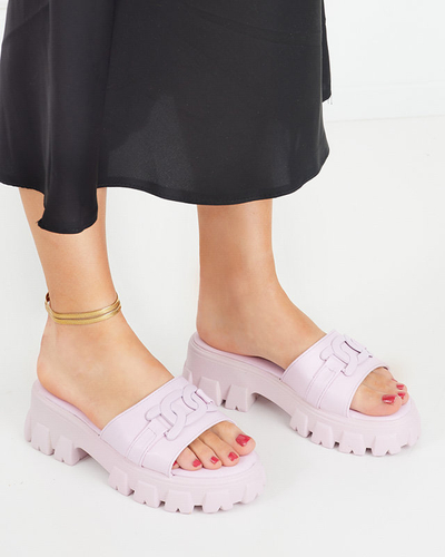 OUTLET Фиолетовые женские тапочки на толстой подошве Inza-Shoes