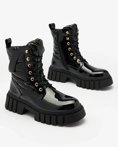 Royalfashion Naiste lakitud mustad Wefetto saapad