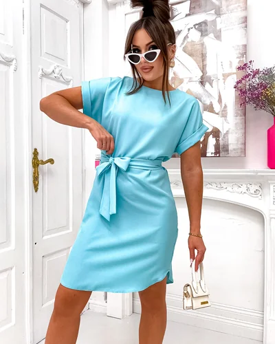Royalfashion Women's dress with a waist tie