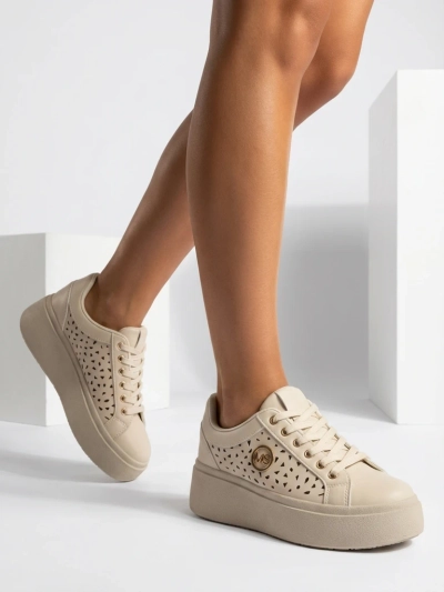 Women's Ecru Platform Sneakers Boreas Royalfashion Eco Leather