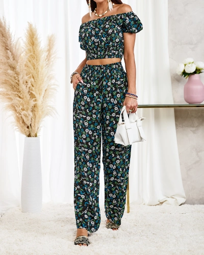 Royalfashion Must kaheosaline naiste lilleline komplekt