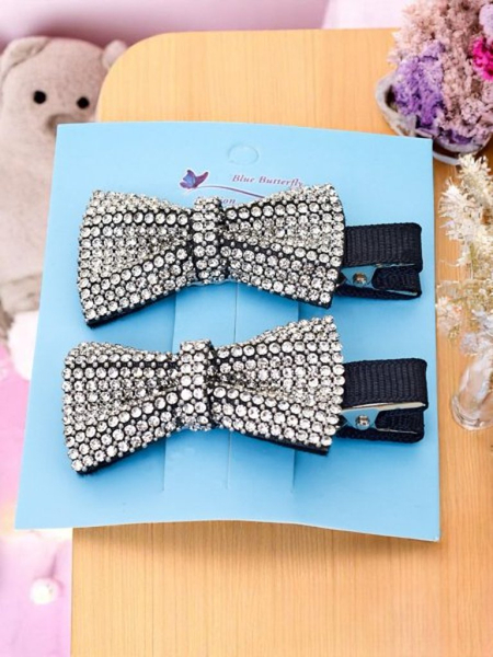 Royalfashion Set of 2 hair clips with bows and rhinestones Isadora