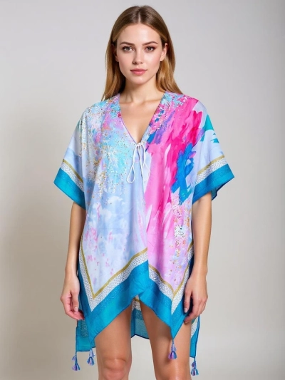 Sukienka pareo Royalfashion Calypso – zwiewna kreacja do kolan, kolorowa