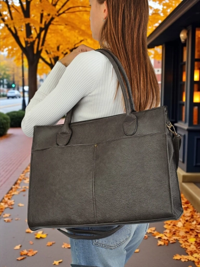 Naiste nahast käekott Etruria Classica Elegante hall 41x31x14 cm