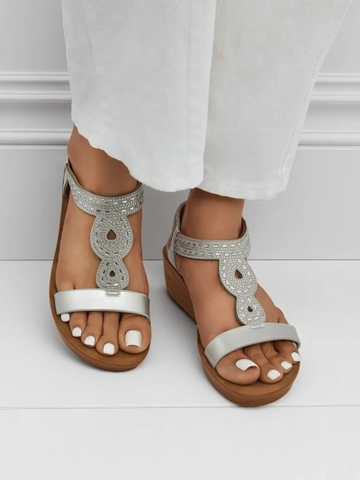 Royalfashion Women's Wedge Sandals with Cubic Zirconia Agaya