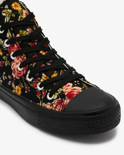 Royalfashion Naiste kõrged mustad lilleprindiga tossud Fahenna