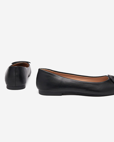 Women's black pointed ballerinas with an ornament on the toe Manico - Footwear