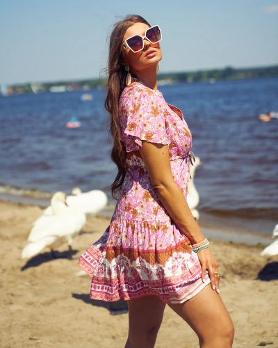 Royalfashion Summer pink women's short dress