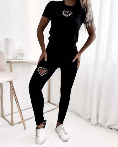 Royalfashion Must naiste spordikomplekt südamega