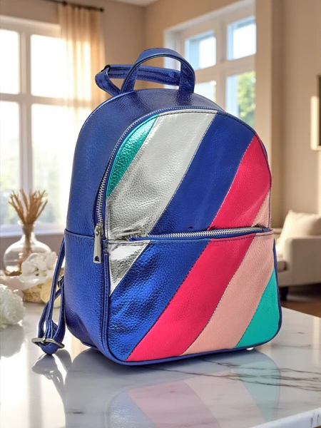 Royalfashion Женский рюкзак из экокожи с металлическими полосками Metallic Stripes