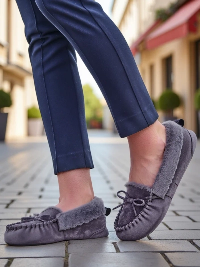 Royalfashion Women's moccasins with fur Ahtikes