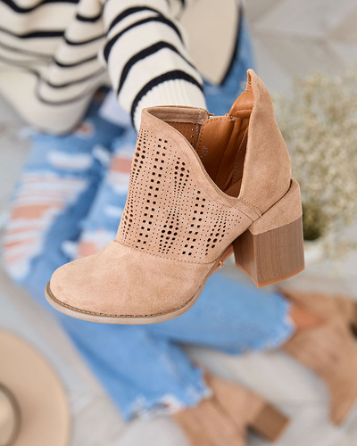 Royalfashion Openwork post boots in light brown Revivela