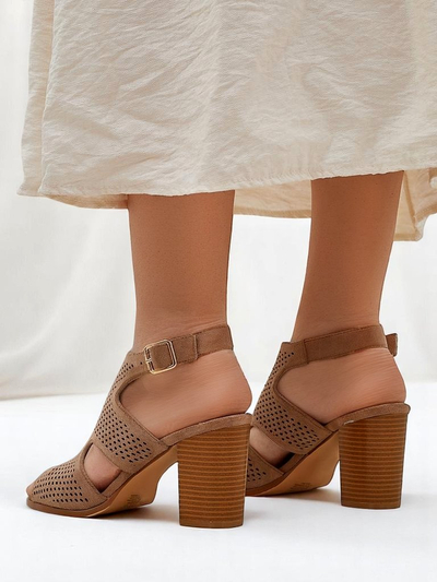 Royalfashion Women’s perforated block‑heel sandals Abetle