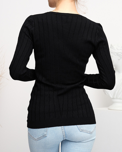 Black V-neck women's sweater - Clothing