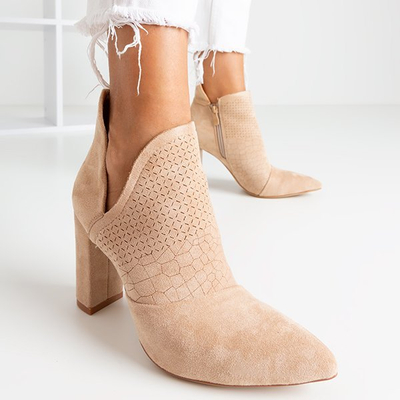 Light brown women's ankle boots on a higher post with a Fimoli cut - Footwear
