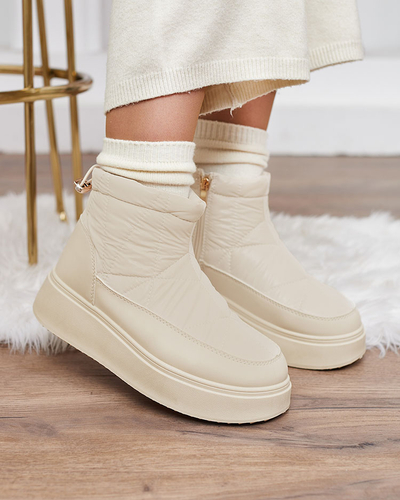 Royalfashion Women's slip-on snow boots in cream color Armeda