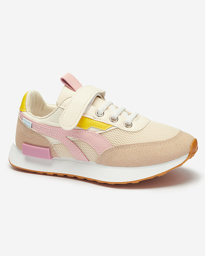 Girls' sports shoes in beige-pink Kaxo- Footwear