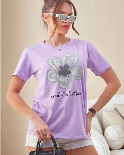 Женская футболка из хлопка Royalfashion с цветком