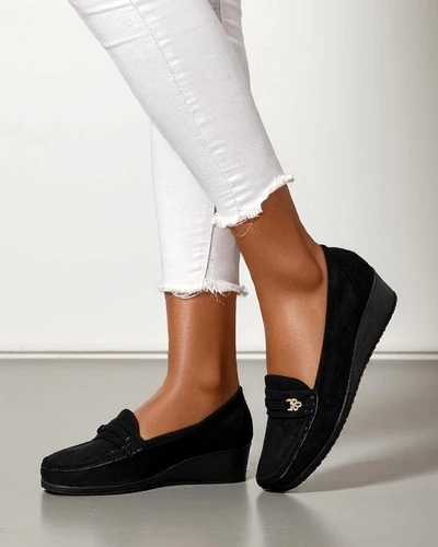 Royalfashion Women's moccasins on a low wedge Polefle