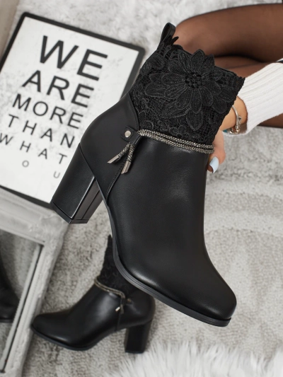 Luna Black Elegant Ankle Boots with Lace