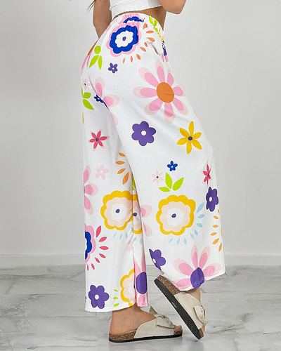 Royalfashion Naiste laiad lillemustrilised riidest püksid