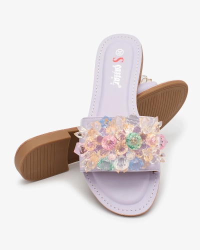 Royalfashion Lillad värviliste kristallidega naiste flip-flops Bling Breeze
