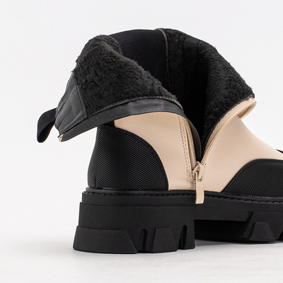 Beige women's boots on a massive sole Rosidi - Footwear