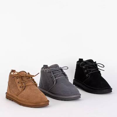OUTLET Children's brown short lace-up snow boots Tibilis- Footwear